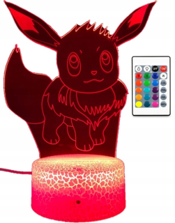 3D LED nočná lampa Zmena Pokémona + diaľkové ovládanie